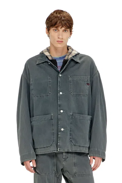 Diesel Utility-style Jacket In Coloured Denim In Blue