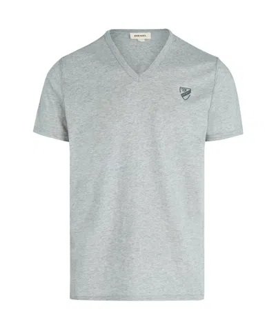 Diesel V-neck Branded T-shirt In Gray