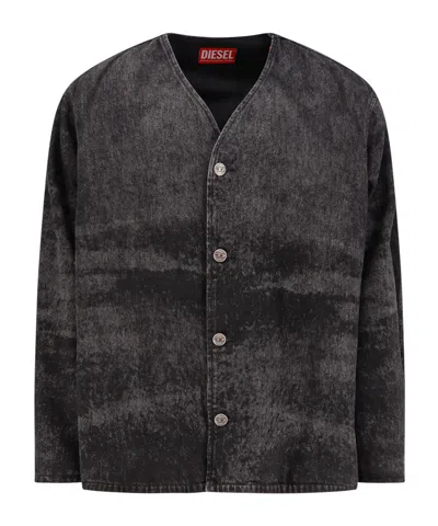 DIESEL DIESEL V-NECK BUTTON-UP JACKET