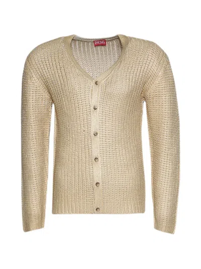 Diesel V-neck Buttoned Cardigan In Neutral