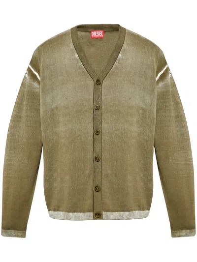 Diesel V-neck Cardigan In Green