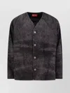 Diesel V-neck Denim Jacket Long Sleeves In Black