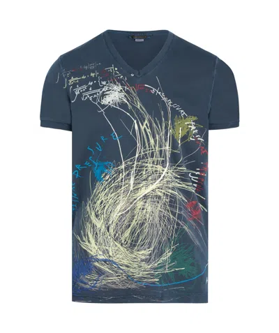 Diesel V-neck Printed T-shirt In Blue