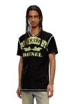 Diesel Red Tag Slub Cotton T-diegor-v-raw T-shirt With Cracked Effe In Black