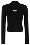 Diesel M-valari Top In Black Ribbed Stretch Jersey