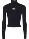 Diesel M-valari Ribbed Knit Long-sleeved Top In Black