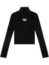 Diesel M-valari Top In Black Ribbed Stretch Jersey In Black
