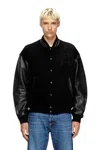 Diesel Varsity Bomber Jacket In Cotton And Leather In Black
