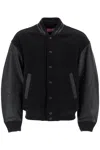 Diesel Varsity Bomber Jacket In Cotton And Leather In Black