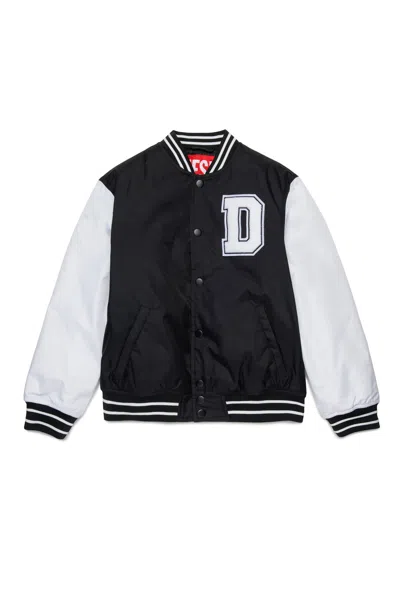Diesel Varsity Jacket With Buttons And Logo In Black