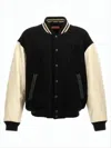 Diesel Varsity-style Black Wool Bomber Jacket In White