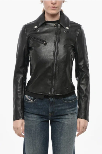 Diesel Vegan Leather Biker Jacket R-sinya-a-new In Black