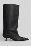 Diesel Venus 40 Tube High Heels Boots In Black Leather In Black