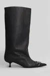 Diesel Venus 40 Tube High Heels Boots In Black Leather In Black