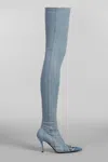Diesel D-venus-over-the-knee Boots In Faded Denim In Blue