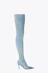 Diesel D-venus-over-the-knee Boots In Faded Denim In Denim Chiaro