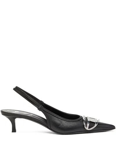 Diesel Venus Leather Slingback Pumps In Black