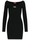 Diesel Black U Neck Dress With D-logo In Black