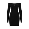 Diesel Black U Neck Dress With D-logo In Black