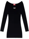 Diesel Black U Neck Dress With D-logo In Black