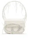 Diesel '1dr' White Shoulder Bag With Oval D Logo Plaque On The Front
