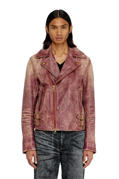 Diesel Veste Biker En Cuir Traité In Animal Print