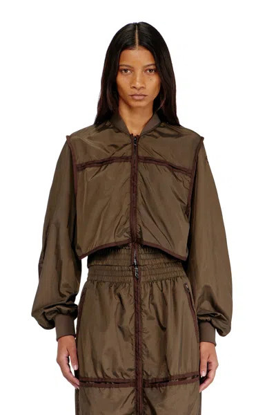 Diesel Veste En Nylon Avec Bandes Ton Sur Ton In Brown