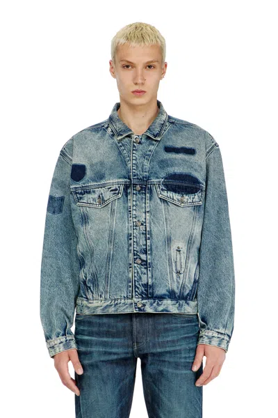 Diesel Veste Trucker Avec Effets Patch In Blue