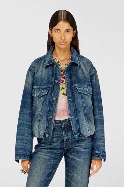Diesel Veste Trucker En Denim Avec Taille Élastiquée In Blue