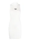 Diesel D-logo High-neck Ribbed Dress In White