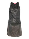 Diesel Short Dress With Metallic Effect In Black