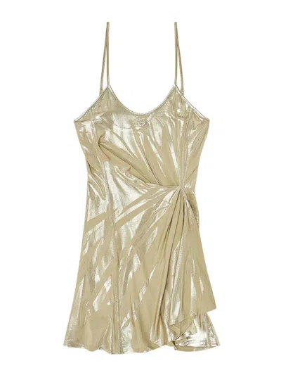 Diesel Vestido Corto - Dorado In Gold