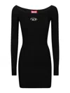 Diesel Black U Neck Dress With D-logo In Black