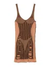 Diesel Calimera Fitted Mini Dress With Lingerie Effect In Brown