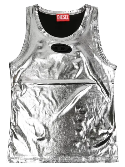 Diesel Vestito Scollo America Spalmato Arg In Silver