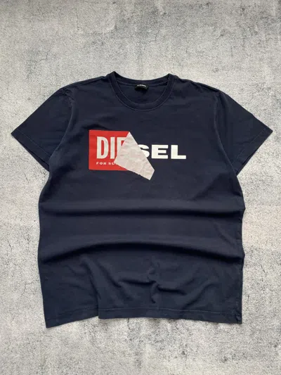 Pre-owned Diesel Vintage  Big Red D Logo Y2k Tee In Blue