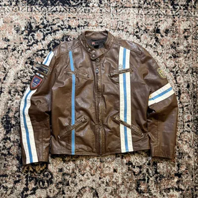 Pre-owned Diesel Vintage  Cafe Racer Brown Leather Moto Jacket