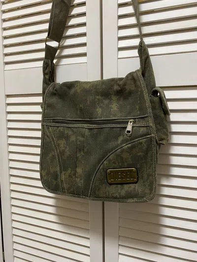 Pre-owned Diesel Vintage  Crossbody Bag Messenger Camouflage Military In Green