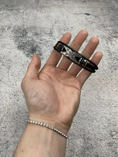 Pre-owned Diesel Vintage  Hype Big Metal Logo Y2k Bracelet In Black