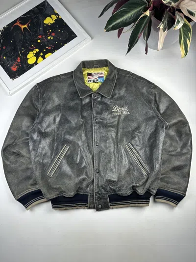 Pre-owned Diesel Vintage  Leather Bomber Jacket In Black