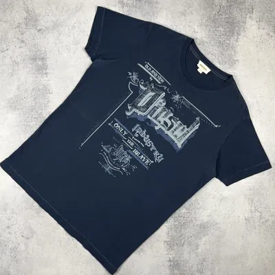 Pre-owned Diesel Vintage  Y2k Big Logo Tee 90's In Blue
