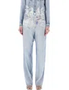 Diesel Vintage-inspired Stretch Denim Print Pants For Women In Blue