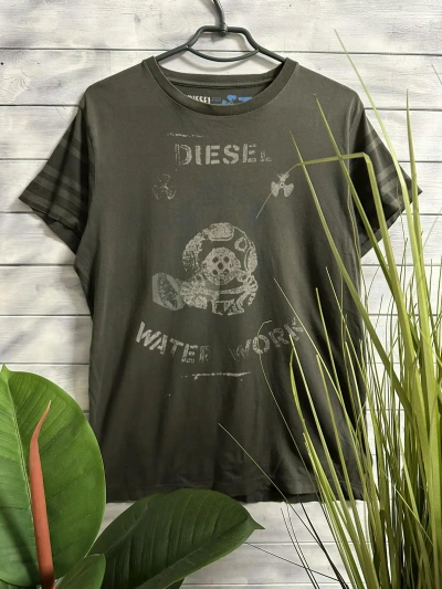 Pre-owned Diesel Vintage T-shirt  Water Work 978 Luxury Punk In Grey