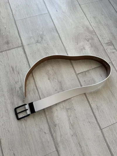 Pre-owned Diesel Vintage Y2k  Belt Leather Metal Logo Japanese In White