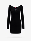 Diesel Black U Neck Dress With D-logo