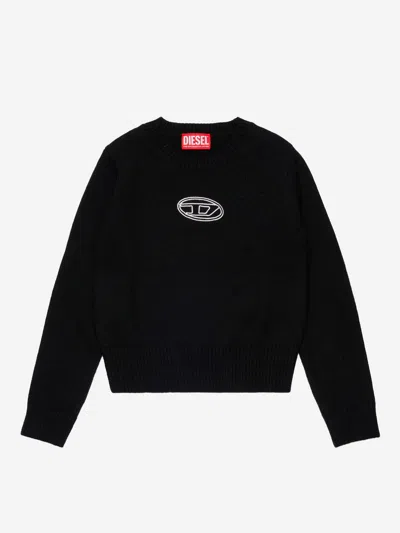 Diesel Kids' Viscose Blend Sweater With Logo In Black
