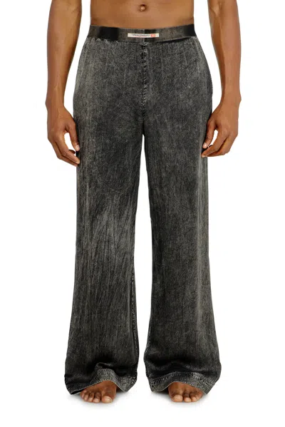Diesel Viscose Pants With A Fluid Fit In Gray