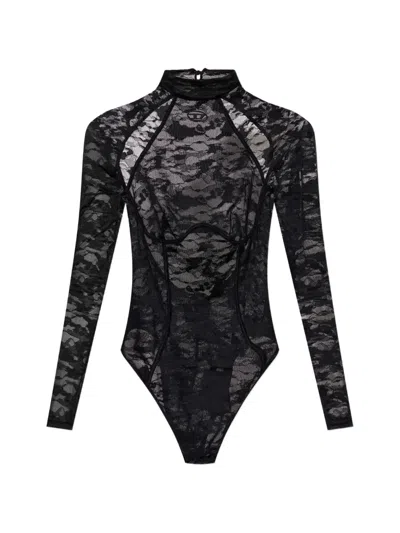 Diesel Vivian-utlt Lace Bodysuit In Black