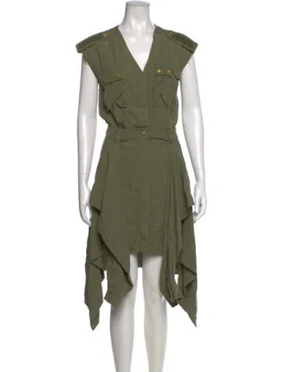 Pre-owned Diesel V-neck Knee-length Dress W/ Tags In Green