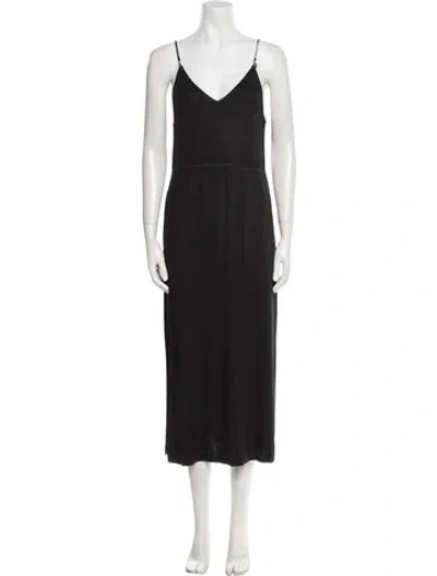 Pre-owned Diesel V-neck Long Dress In Black
